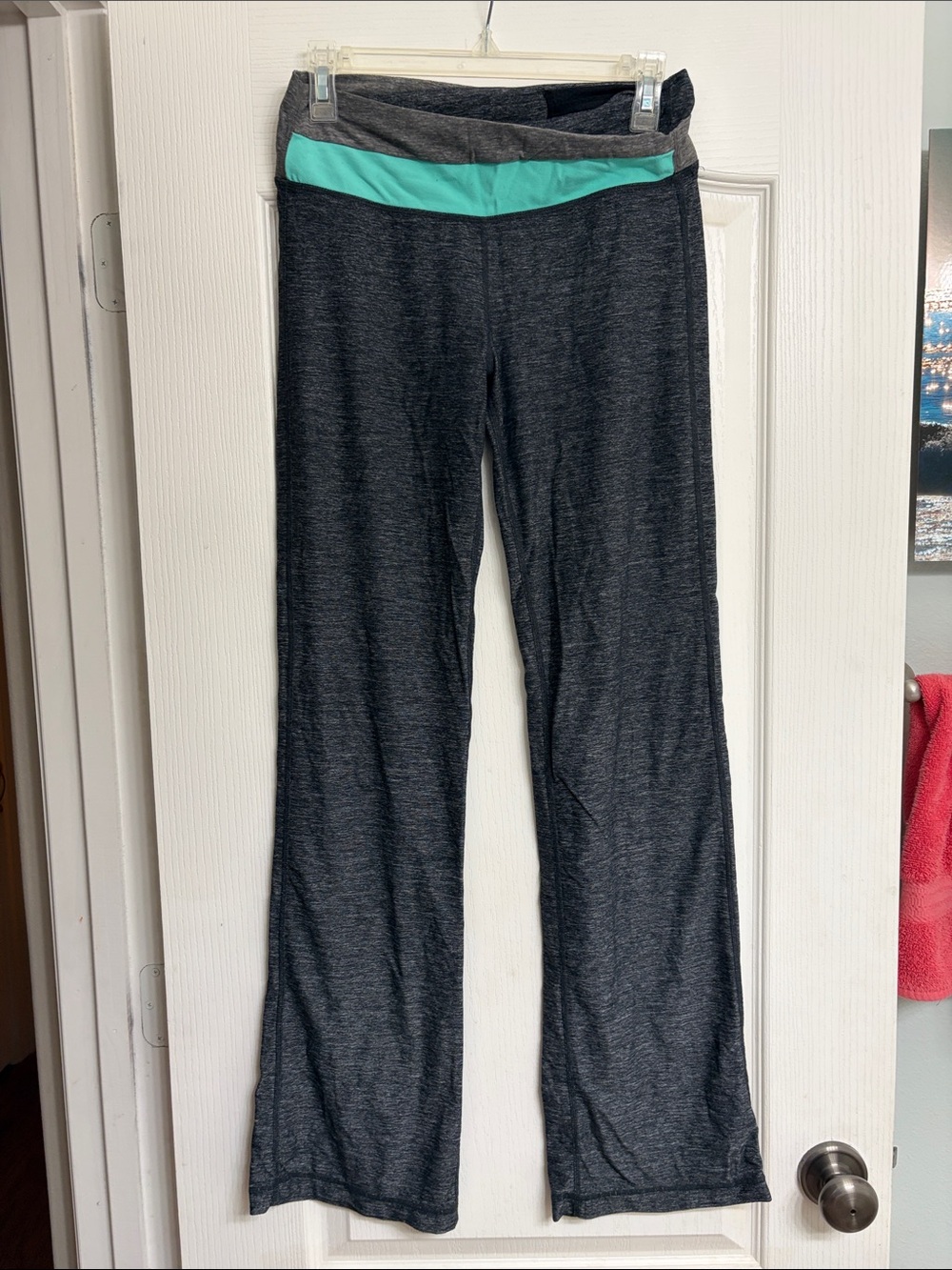 lululemon athletica Charcoal Boot-Cut Pants with Mint Waistband